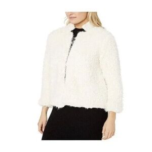 Democracy Long Sleeve Faux Fur Coat Ivory Size S